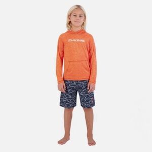 Dakine Swim Boys 2-piece Swim Set Orange Gray Rash Guard UPF 30+ Quick Dry Small